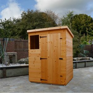 5x4 Garden shed-pent roof-door front panel hinged left-one full size window front panel