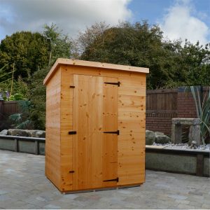 5x4 shed-pent roof-door front panel hinged right-no windows