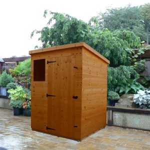 5x5 Garden shed-pent roof-door front panel hinged left-one full size window front panel