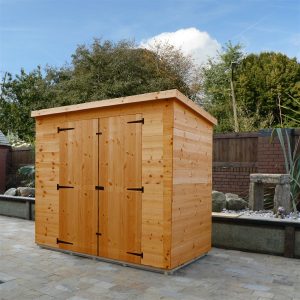 8x4 Garden shed-pent roof-double doors centre front panel-no windows