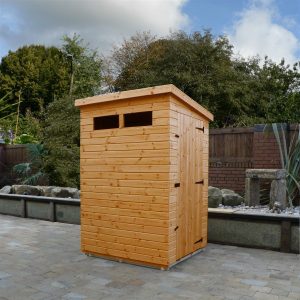 4x4 Garden shed-pent roof-door right gable end panel hinged right-two security windows front panel