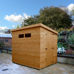 7x6 Garden shed-pent roof-door right gable end panel hinged right-two security windows