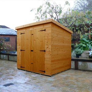 7x6 Garden shed-pent roof-double doors centre front panel-no windows