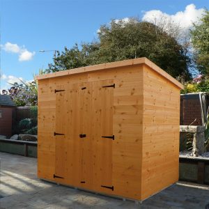 8x5 Garden shed-pent roof-double doors centre front panel-no windows