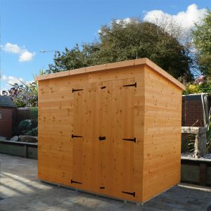 8x5 Garden shed-pent roof-double doors offset right front panel-no windows